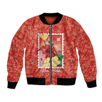 Aloha Hawaii Pua Aloalo Bomber Jacket Hawaiian Hibiscus Flowers Stylized Stamp LT14 Unisex Red - Polynesian Pride