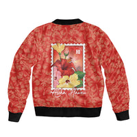 Aloha Hawaii Pua Aloalo Bomber Jacket Hawaiian Hibiscus Flowers Stylized Stamp LT14 - Polynesian Pride