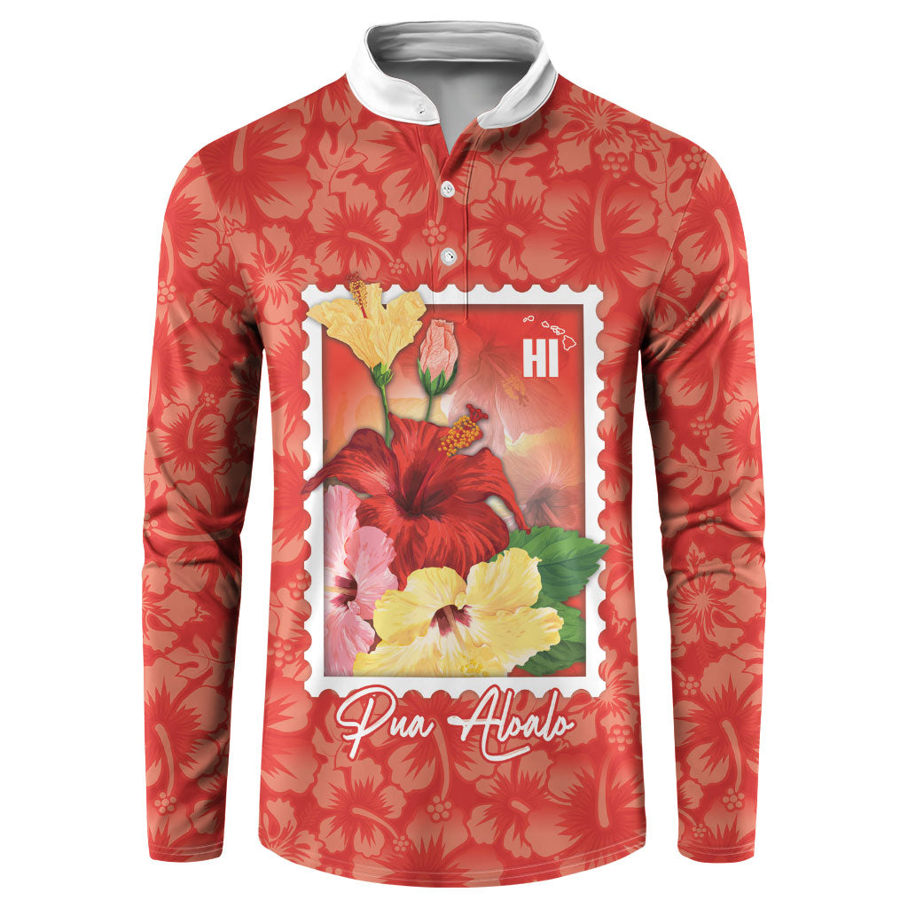 Aloha Hawaii Pua Aloalo Button Sweatshirt Hawaiian Hibiscus Flowers Stylized Stamp