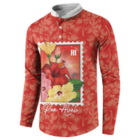 Aloha Hawaii Pua Aloalo Button Sweatshirt Hawaiian Hibiscus Flowers Stylized Stamp LT14 - Polynesian Pride