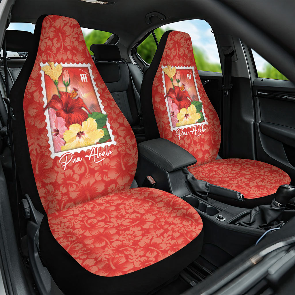 Aloha Hawaii Pua Aloalo Car Seat Cover Hawaiian Hibiscus Flowers Stylized Stamp