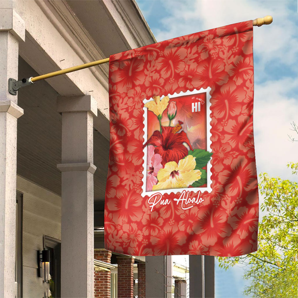 Aloha Hawaii Pua Aloalo Garden Flag Hawaiian Hibiscus Flowers Stylized Stamp