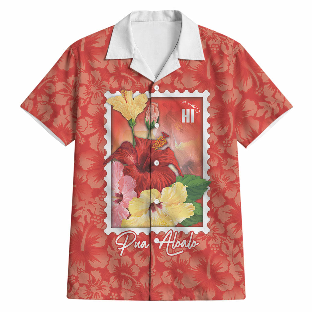 Aloha Hawaii Pua Aloalo Hawaiian Shirt Hawaiian Hibiscus Flowers Stylized Stamp