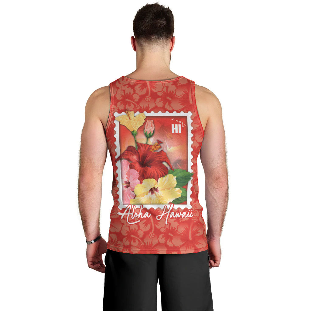 Aloha Hawaii Pua Aloalo Men Tank Top Hawaiian Hibiscus Flowers Stylized Stamp LT14 - Polynesian Pride