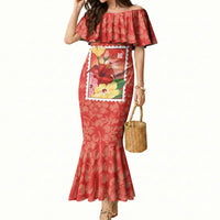 Aloha Hawaii Pua Aloalo Mermaid Dress Hawaiian Hibiscus Flowers Stylized Stamp LT14 Women Red - Polynesian Pride