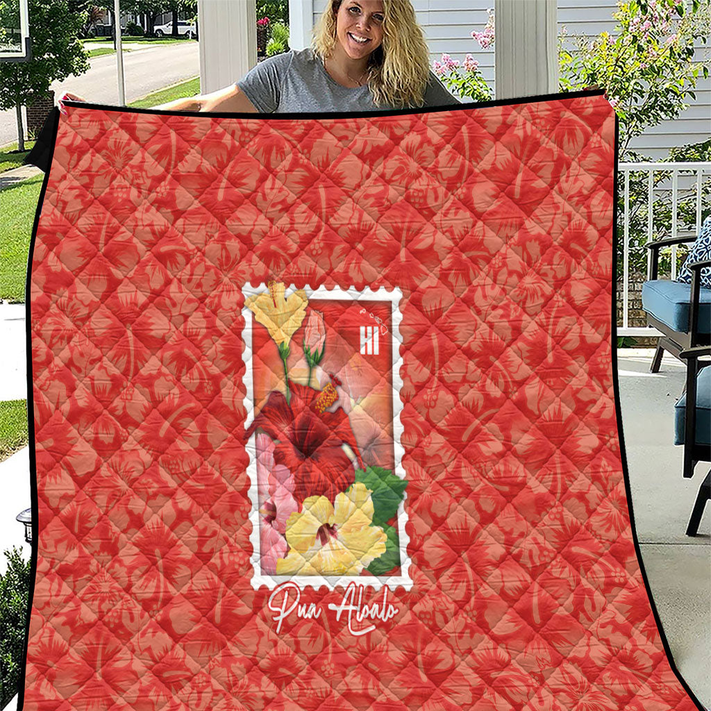Aloha Hawaii Pua Aloalo Quilt Hawaiian Hibiscus Flowers Stylized Stamp