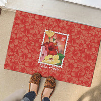 Aloha Hawaii Pua Aloalo Rubber Doormat Hawaiian Hibiscus Flowers Stylized Stamp LT14 - Polynesian Pride