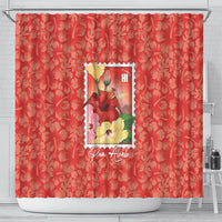 Aloha Hawaii Pua Aloalo Shower Curtain Hawaiian Hibiscus Flowers Stylized Stamp LT14 - Polynesian Pride