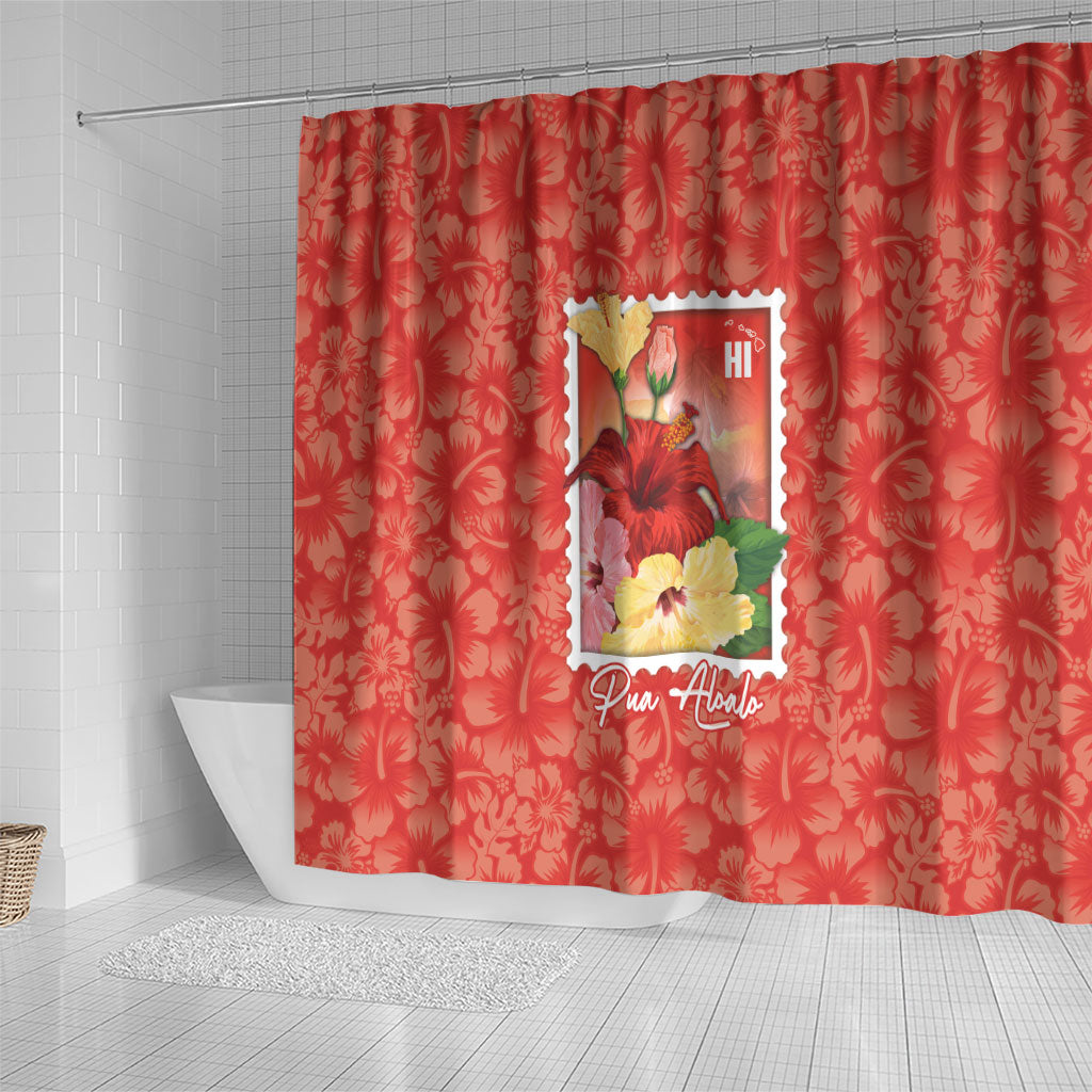 Aloha Hawaii Pua Aloalo Shower Curtain Hawaiian Hibiscus Flowers Stylized Stamp LT14 - Polynesian Pride