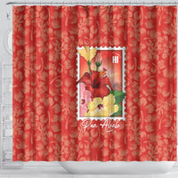 Aloha Hawaii Pua Aloalo Shower Curtain Hawaiian Hibiscus Flowers Stylized Stamp LT14 - Polynesian Pride