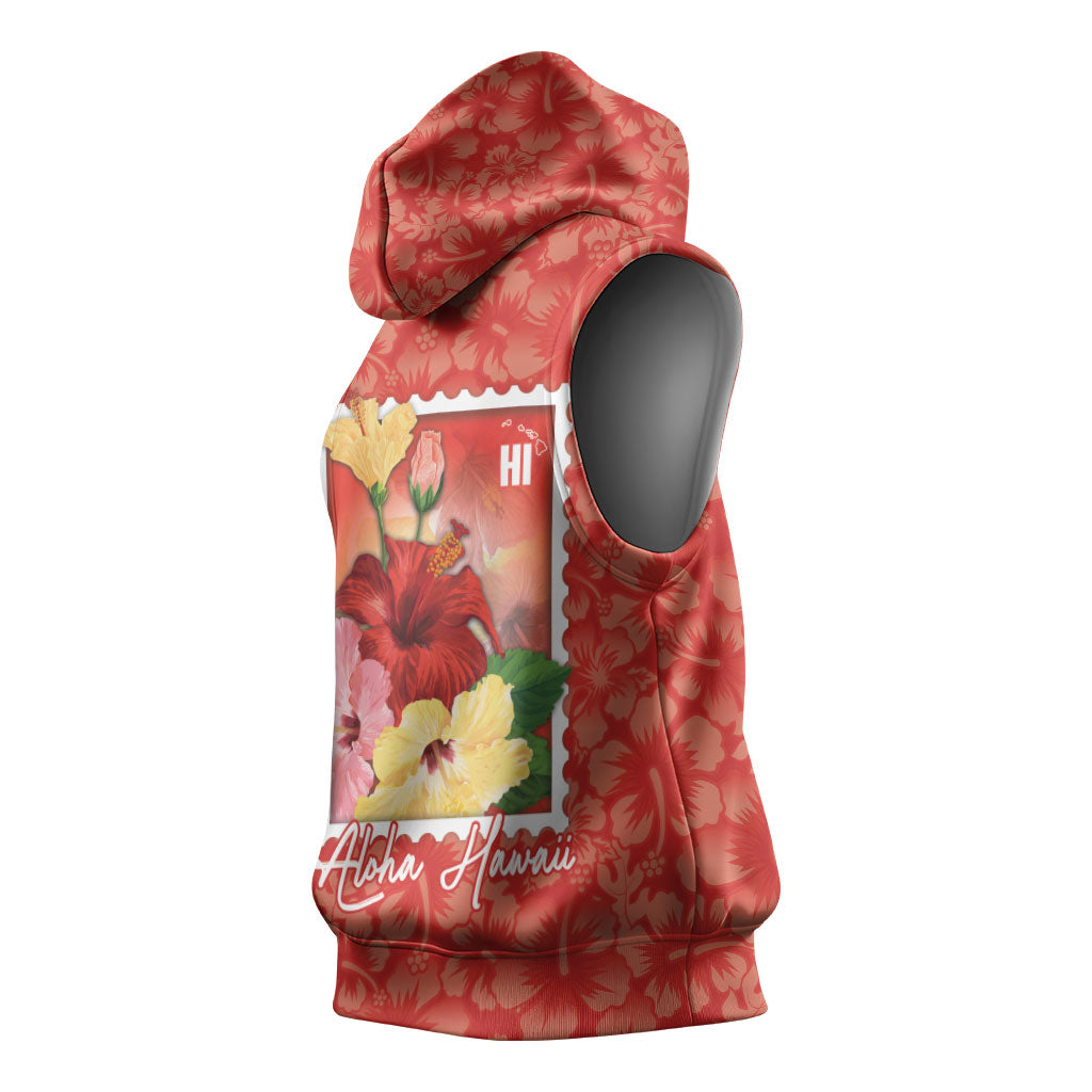 Aloha Hawaii Pua Aloalo Sleeveless Hoodie Hawaiian Hibiscus Flowers Stylized Stamp LT14 - Polynesian Pride