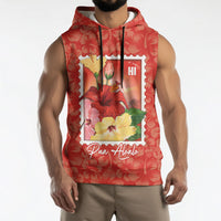 Aloha Hawaii Pua Aloalo Sleeveless Hoodie Hawaiian Hibiscus Flowers Stylized Stamp LT14 - Polynesian Pride