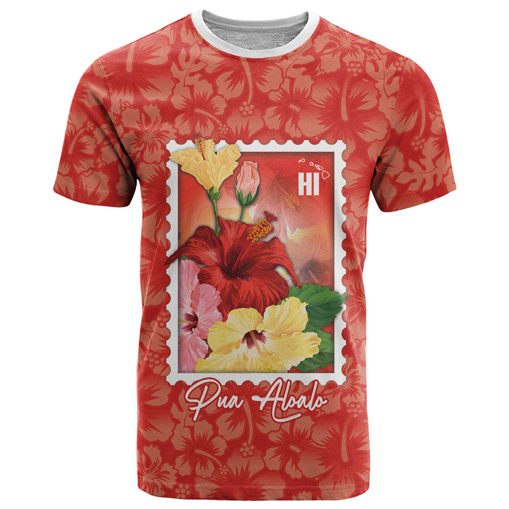Aloha Hawaii Pua Aloalo T Shirt Hawaiian Hibiscus Flowers Stylized Stamp