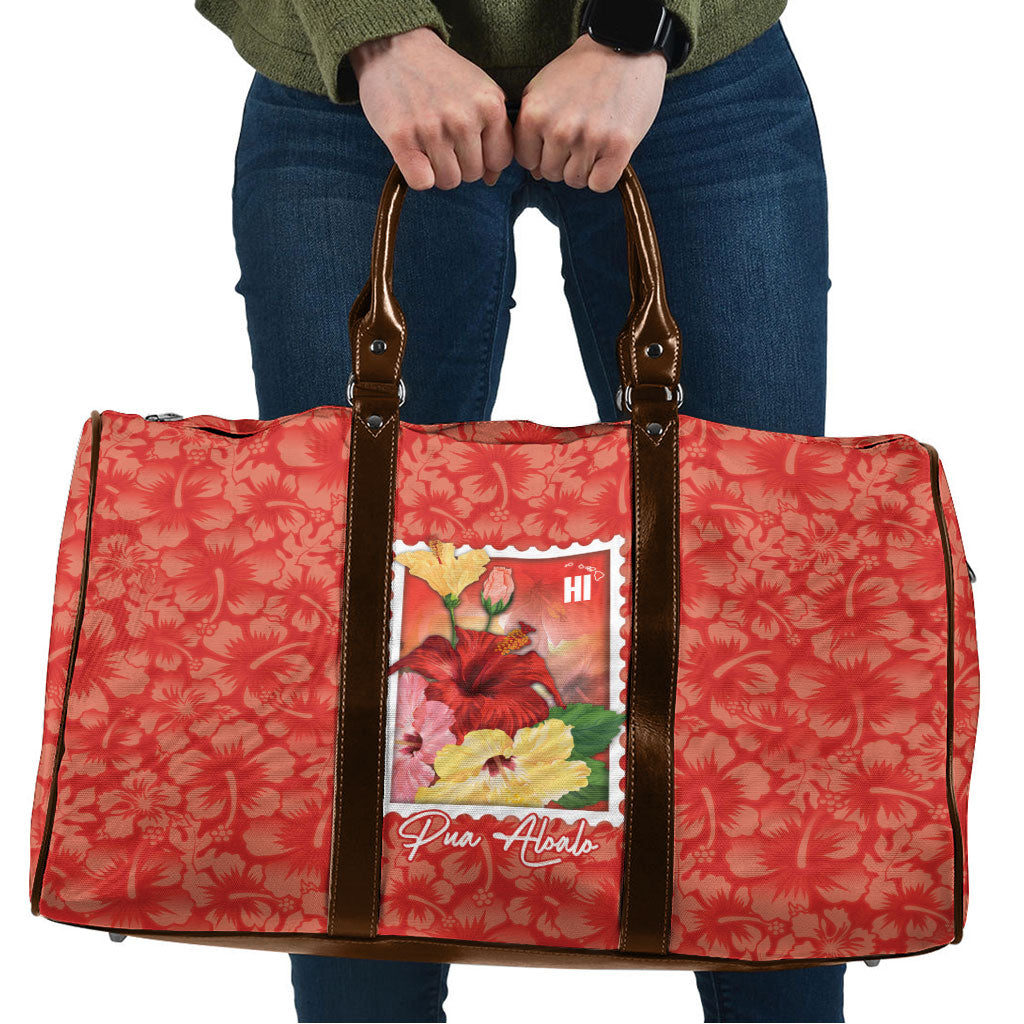 Aloha Hawaii Pua Aloalo Travel Bag Hawaiian Hibiscus Flowers Stylized Stamp