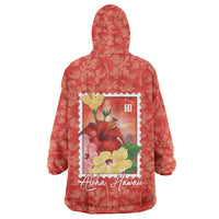 Aloha Hawaii Pua Aloalo Wearable Blanket Hoodie Hawaiian Hibiscus Flowers Stylized Stamp LT14 - Polynesian Pride