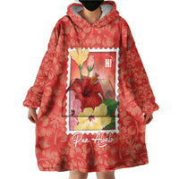 Aloha Hawaii Pua Aloalo Wearable Blanket Hoodie Hawaiian Hibiscus Flowers Stylized Stamp LT14 - Polynesian Pride
