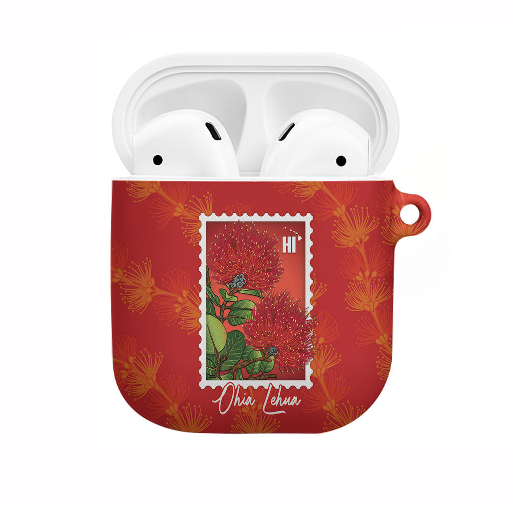 Aloha Hawaii Ohia Lehua AirPods Case Hawaiian Lei Stylized Stamp