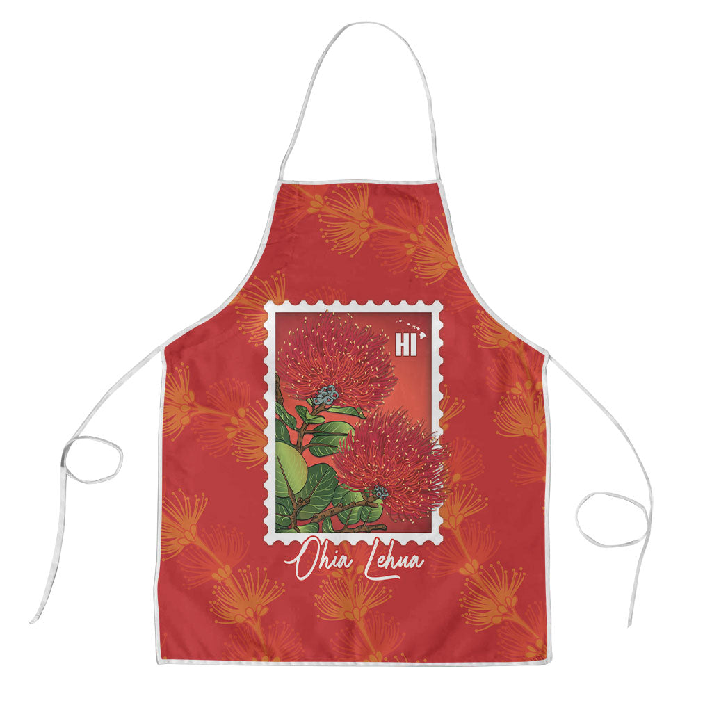 Aloha Hawaii Ohia Lehua Apron Hawaiian Lei Stylized Stamp