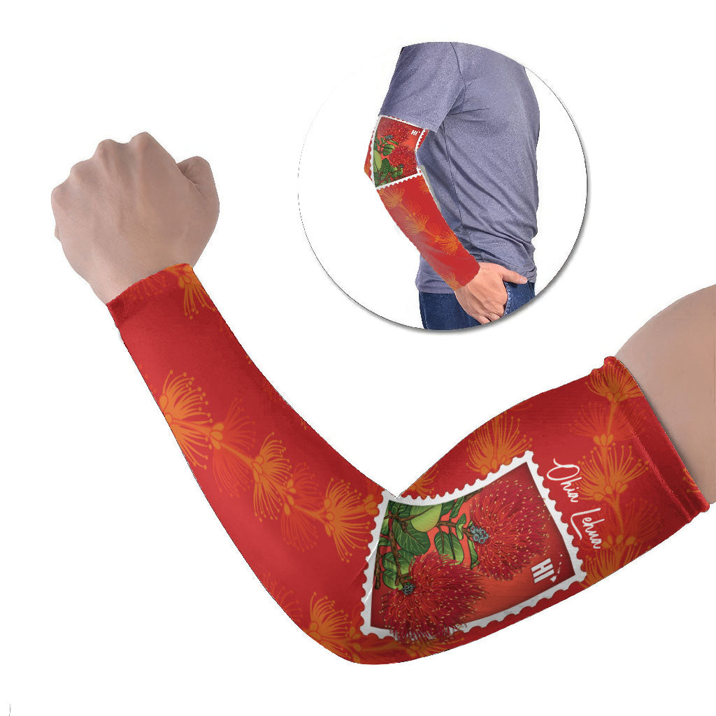 Aloha Hawaii Ohia Lehua Arm Sleeves Hawaiian Lei Stylized Stamp