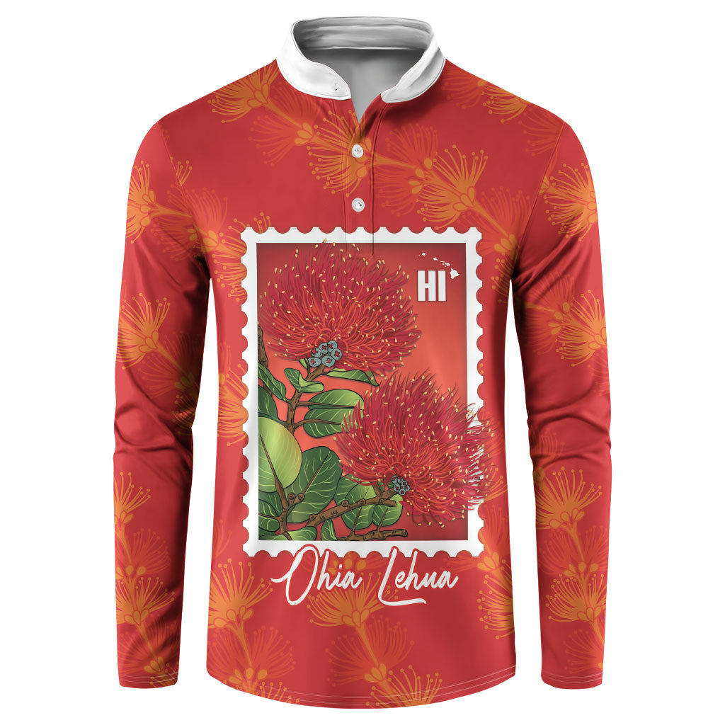 Aloha Hawaii Ohia Lehua Button Sweatshirt Hawaiian Lei Stylized Stamp