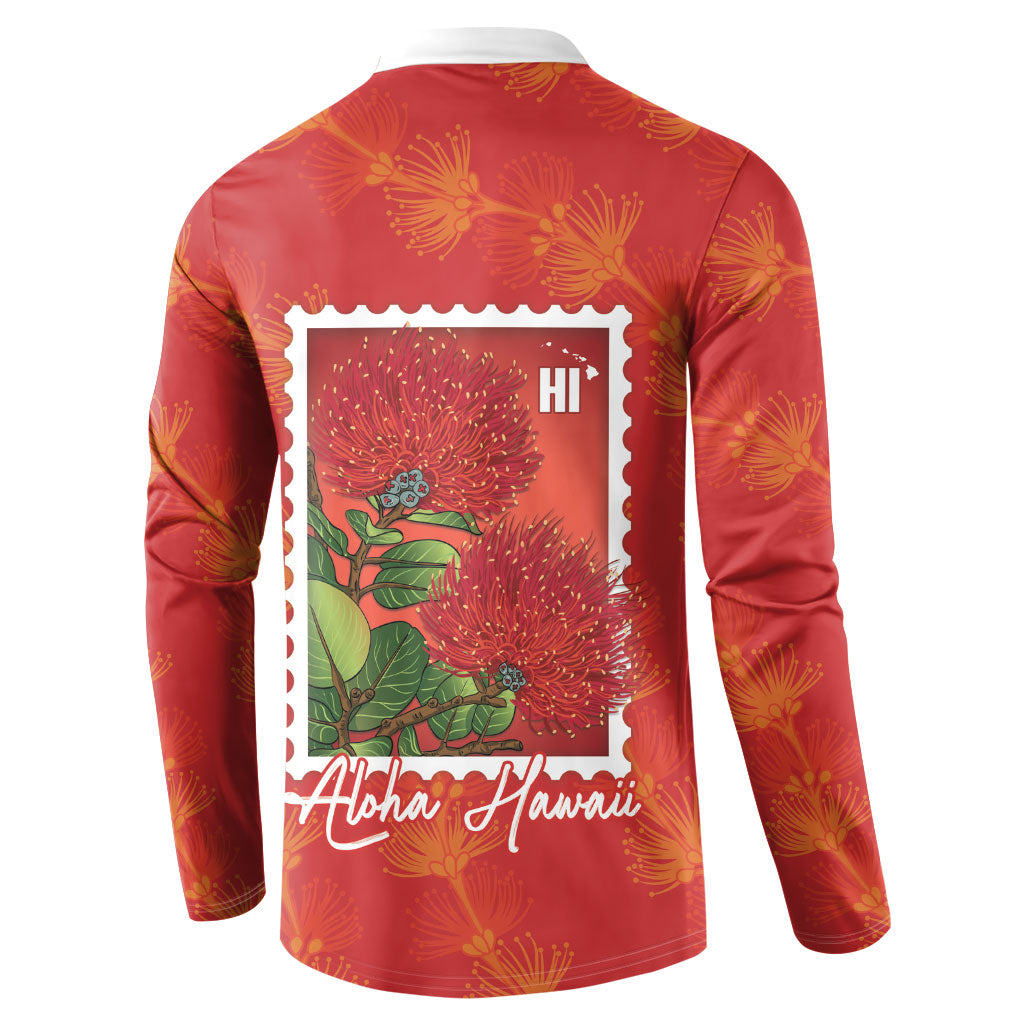 Aloha Hawaii Ohia Lehua Button Sweatshirt Hawaiian Lei Stylized Stamp LT14 - Polynesian Pride