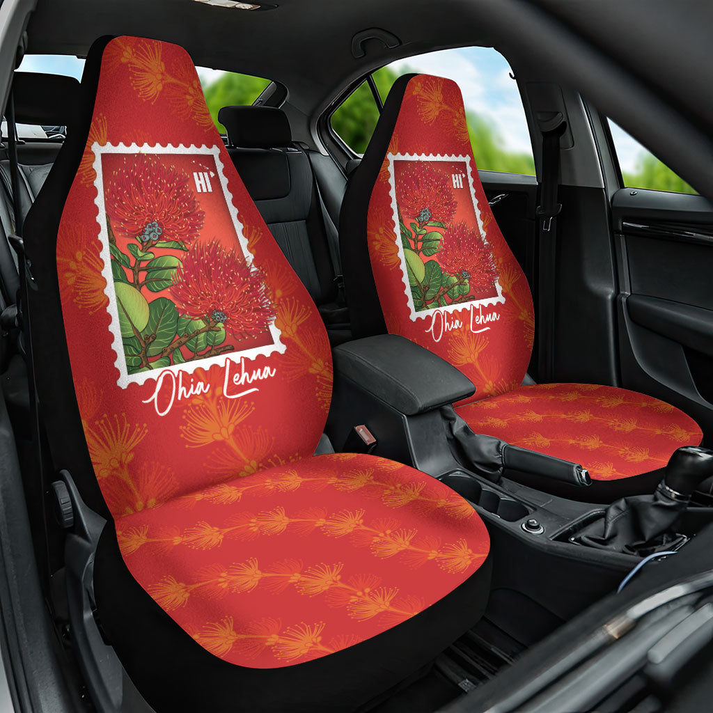 Aloha Hawaii Ohia Lehua Car Seat Cover Hawaiian Lei Stylized Stamp