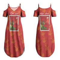 Aloha Hawaii Ohia Lehua Couples Matching Summer Maxi Dress and Long Sleeve Button Shirt Hawaiian Lei Stylized Stamp LT14 - Polynesian Pride