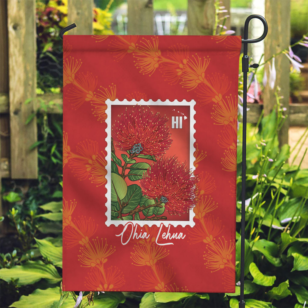 Aloha Hawaii Ohia Lehua Garden Flag Hawaiian Lei Stylized Stamp LT14 Garden Flag Red - Polynesian Pride