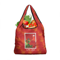 Aloha Hawaii Ohia Lehua Grocery Bag Hawaiian Lei Stylized Stamp LT14 1-pack One Size Red - Polynesian Pride