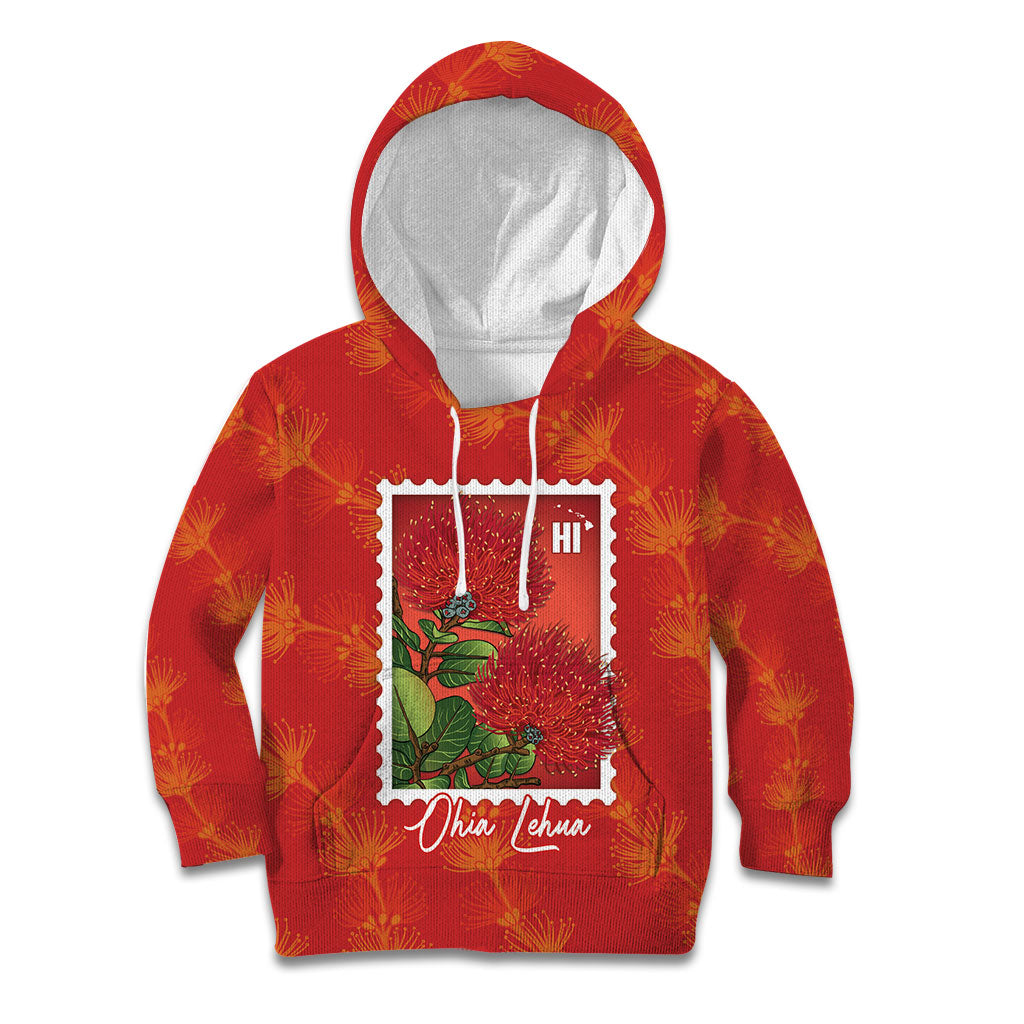 Aloha Hawaii Ohia Lehua Kid Hoodie Hawaiian Lei Stylized Stamp
