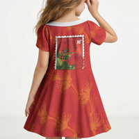 Aloha Hawaii Ohia Lehua Kid Short Sleeve Dress Hawaiian Lei Stylized Stamp LT14 - Polynesian Pride