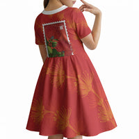 Aloha Hawaii Ohia Lehua Kid Short Sleeve Dress Hawaiian Lei Stylized Stamp LT14 - Polynesian Pride