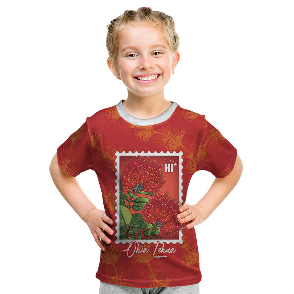 Aloha Hawaii Ohia Lehua Kid T Shirt Hawaiian Lei Stylized Stamp