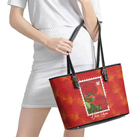 Aloha Hawaii Ohia Lehua Leather Tote Bag Hawaiian Lei Stylized Stamp LT14 - Polynesian Pride