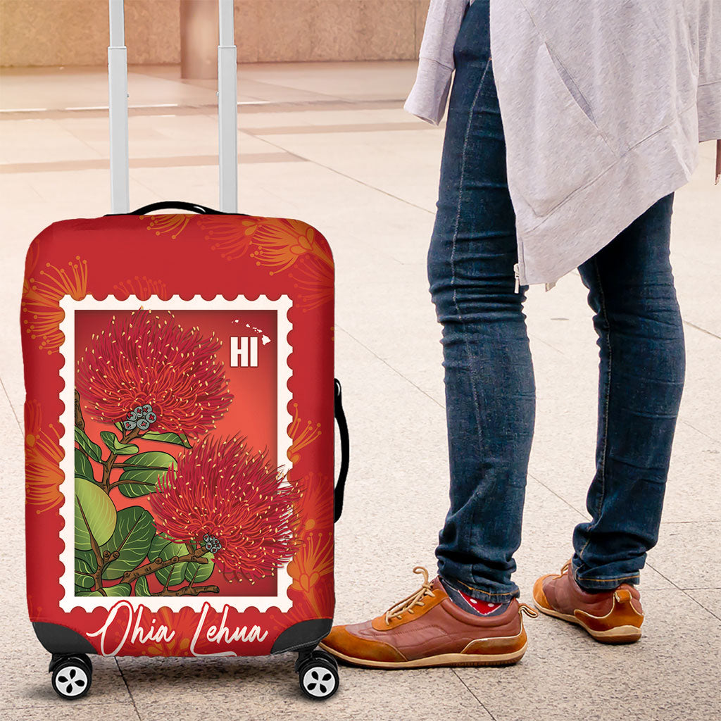 Aloha Hawaii Ohia Lehua Luggage Cover Hawaiian Lei Stylized Stamp
