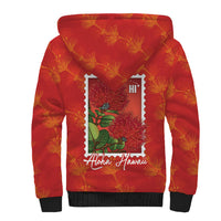 Aloha Hawaii Ohia Lehua Sherpa Hoodie Hawaiian Lei Stylized Stamp LT14 - Polynesian Pride