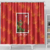 Aloha Hawaii Ohia Lehua Shower Curtain Hawaiian Lei Stylized Stamp LT14 - Polynesian Pride