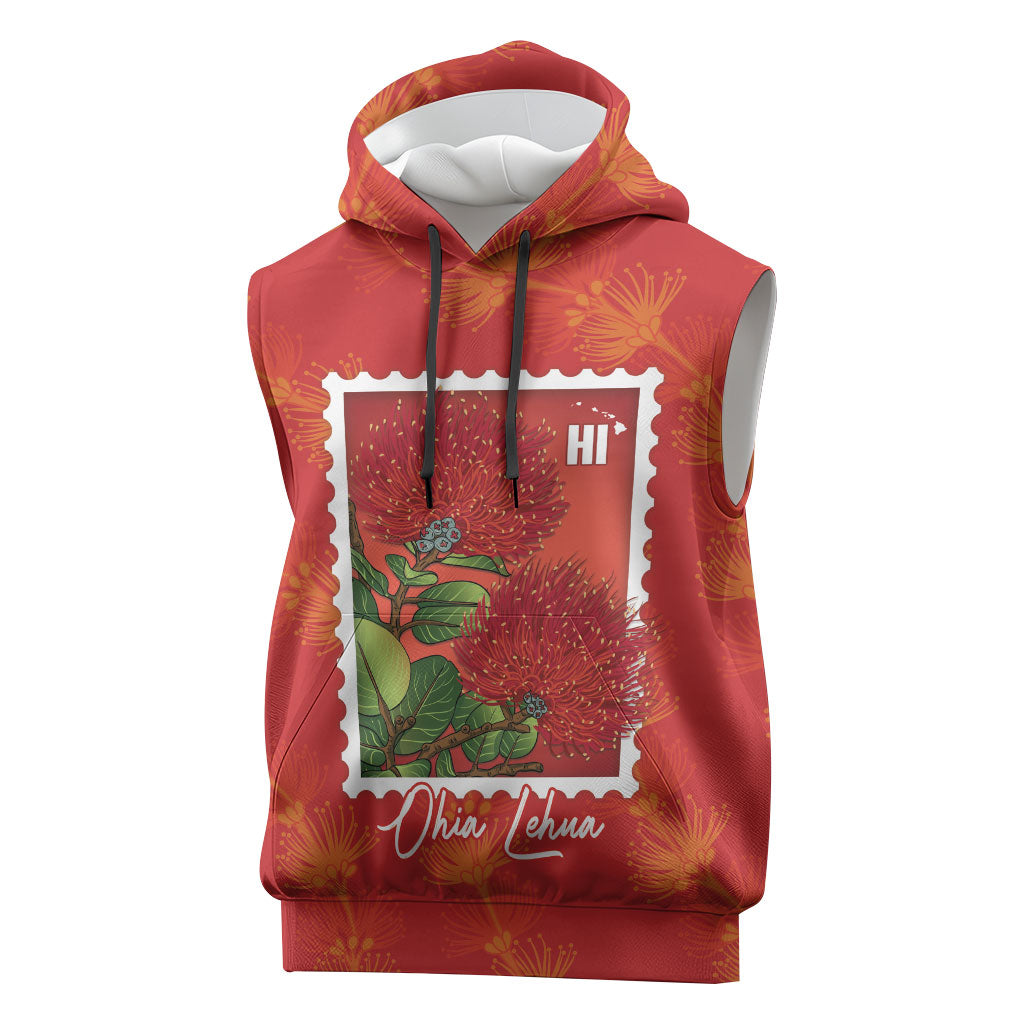 Aloha Hawaii Ohia Lehua Sleeveless Hoodie Hawaiian Lei Stylized Stamp