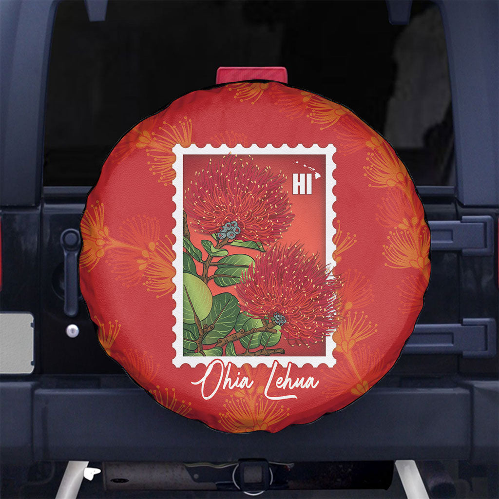 Aloha Hawaii Ohia Lehua Spare Tire Cover Hawaiian Lei Stylized Stamp