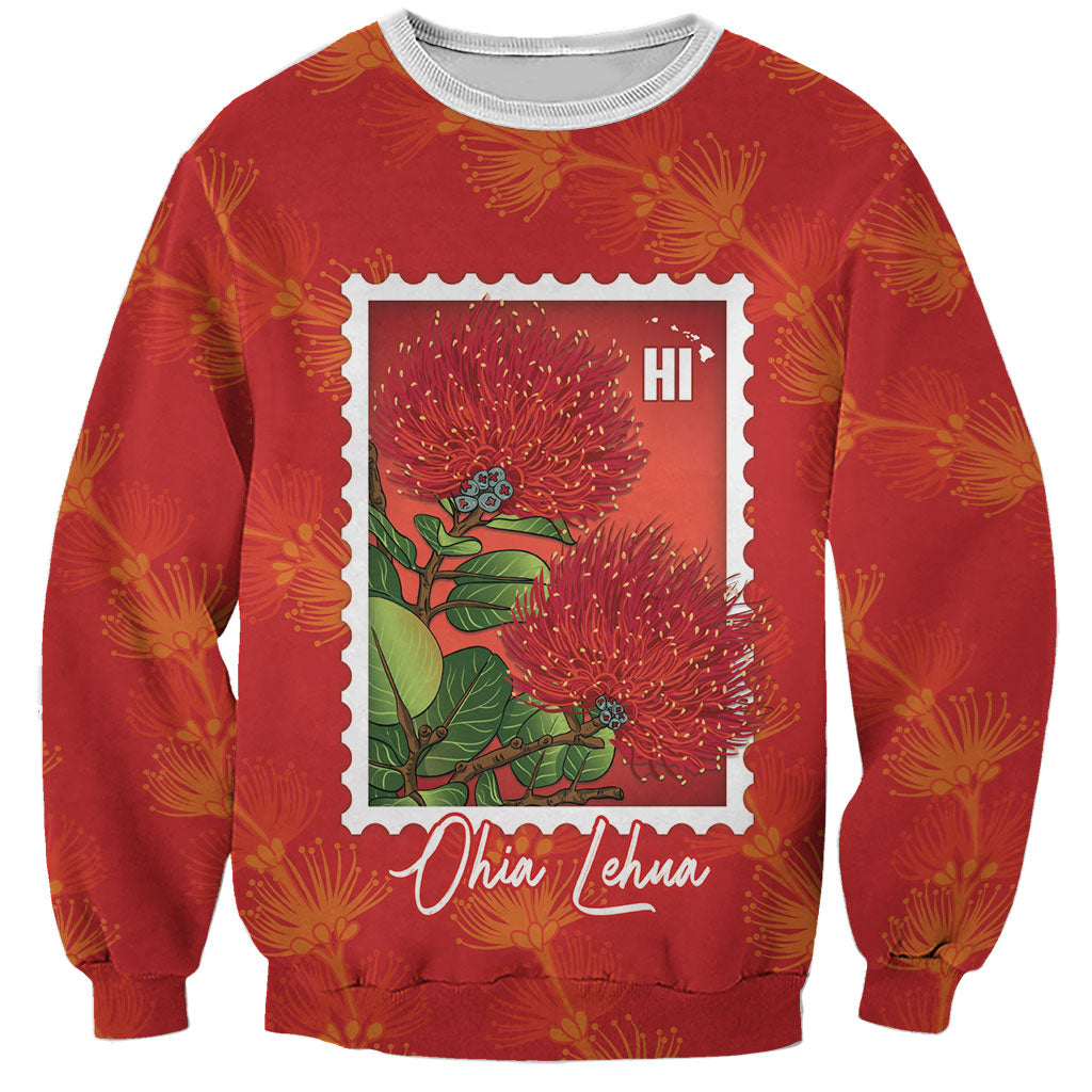 Aloha Hawaii Ohia Lehua Sweatshirt Hawaiian Lei Stylized Stamp