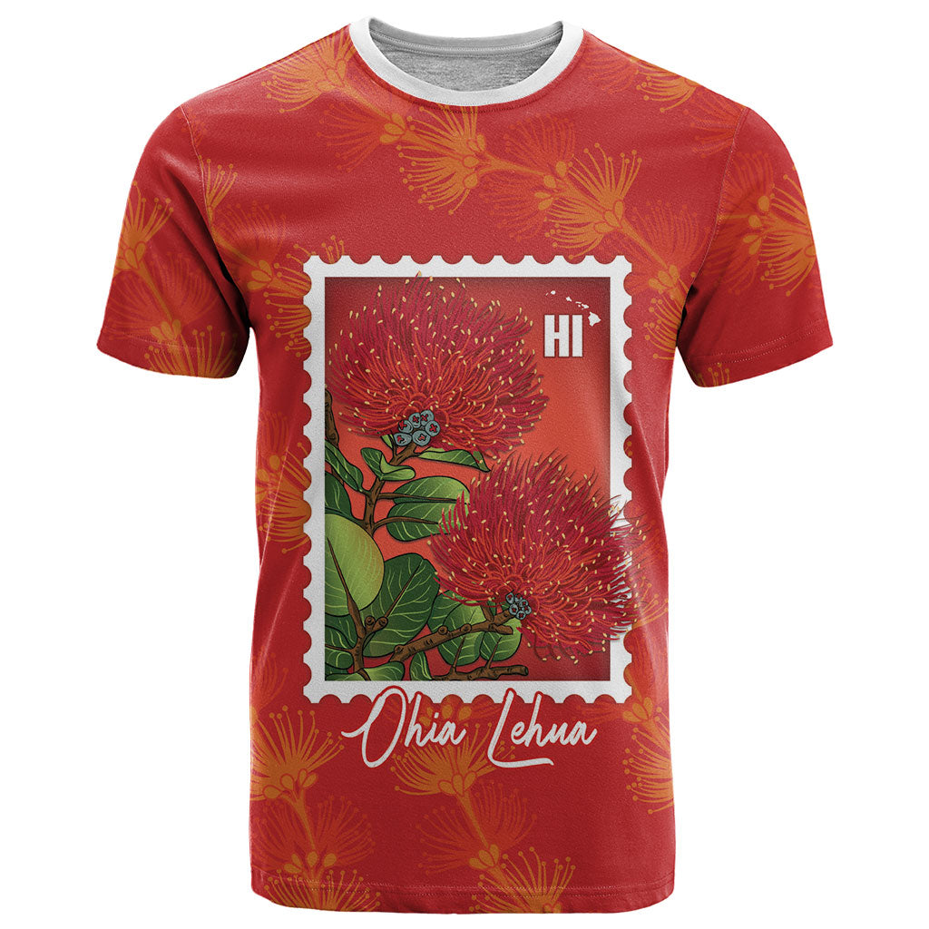 Aloha Hawaii Ohia Lehua T Shirt Hawaiian Lei Stylized Stamp