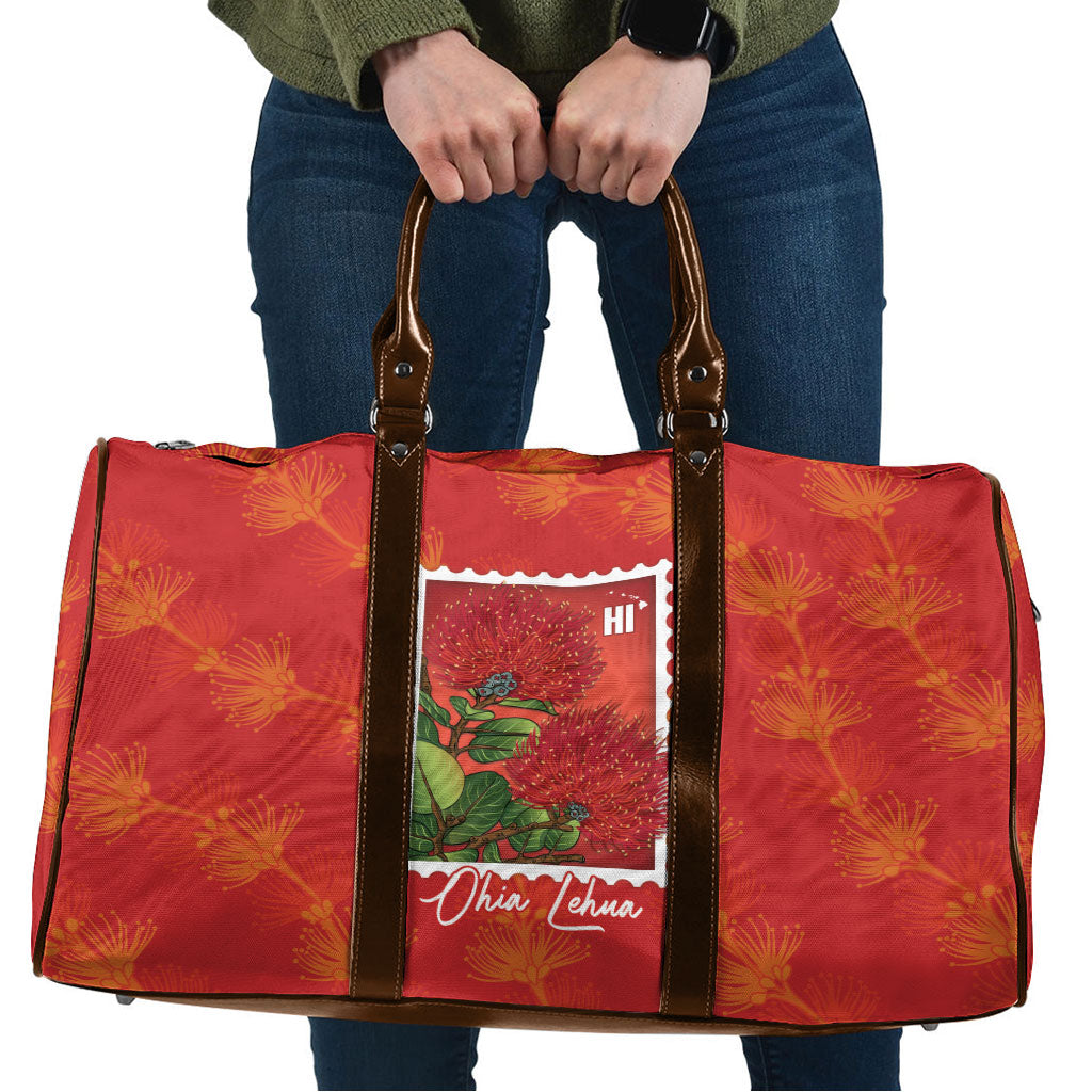 Aloha Hawaii Ohia Lehua Travel Bag Hawaiian Lei Stylized Stamp