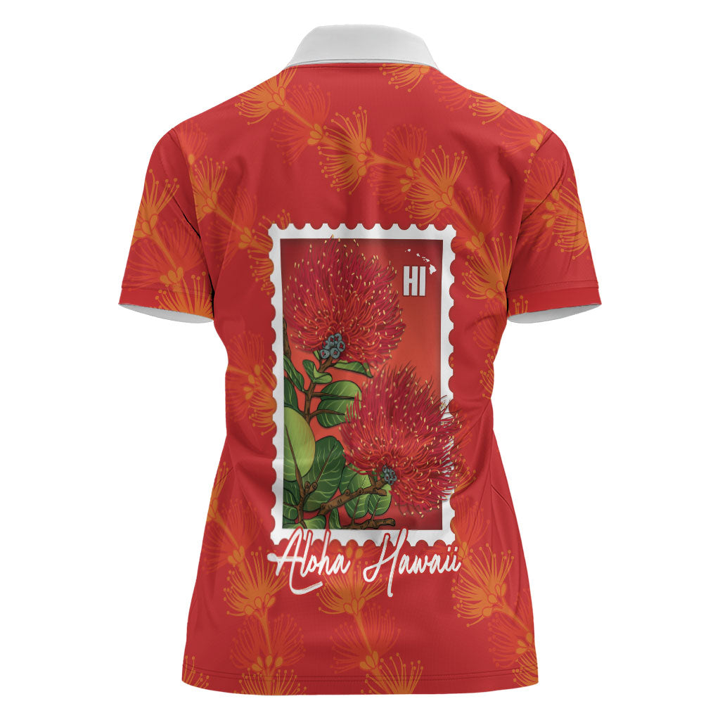 Aloha Hawaii Ohia Lehua Women Polo Shirt Hawaiian Lei Stylized Stamp LT14 - Polynesian Pride