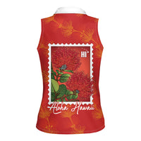 Aloha Hawaii Ohia Lehua Women Sleeveless Polo Shirt Hawaiian Lei Stylized Stamp LT14 - Polynesian Pride