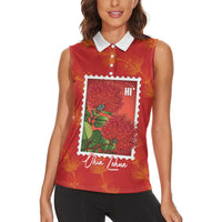 Aloha Hawaii Ohia Lehua Women Sleeveless Polo Shirt Hawaiian Lei Stylized Stamp LT14 - Polynesian Pride