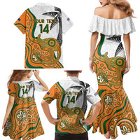 Custom Fiji And Australia Rugby Family Matching Mermaid Dress and Hawaiian Shirt Fijian Palm Tree Mix Aussie Kangaroo LT14 - Polynesian Pride