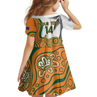 Custom Fiji And Australia Rugby Family Matching Summer Maxi Dress and Hawaiian Shirt Fijian Palm Tree Mix Aussie Kangaroo LT14 - Polynesian Pride