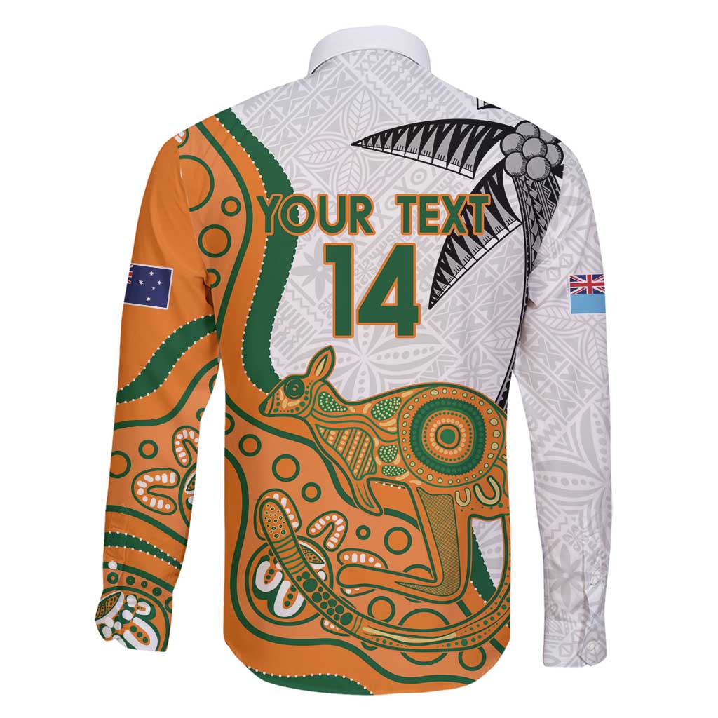 Custom Fiji And Australia Rugby Family Matching Summer Maxi Dress and Hawaiian Shirt Fijian Palm Tree Mix Aussie Kangaroo LT14 - Polynesian Pride