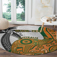 Custom Fiji And Australia Rugby Round Carpet Fijian Palm Tree Mix Aussie Kangaroo