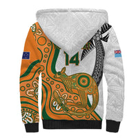 Custom Fiji And Australia Rugby Sherpa Hoodie Fijian Palm Tree Mix Aussie Kangaroo LT14 - Polynesian Pride